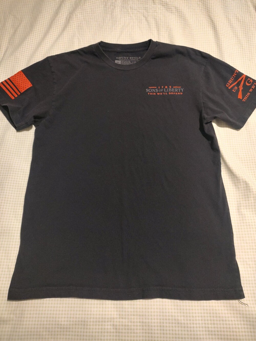 Grunt Style Navy Short-Sleeve Tee with Orange Graphics M